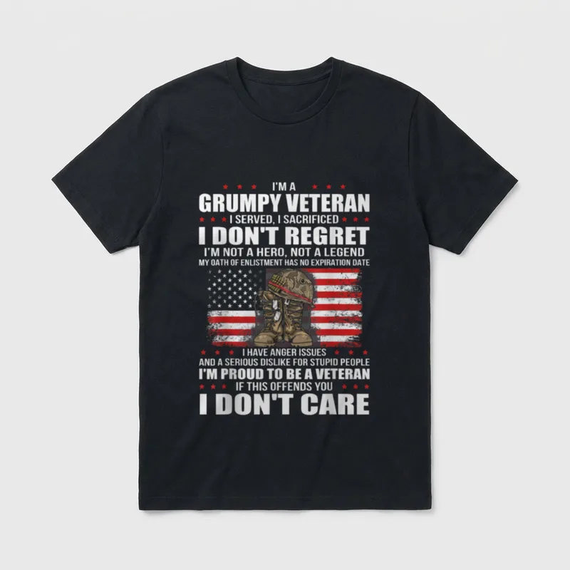 I'm a Grumpy Veteran Grandpa Patriotic T-Shirt – Classic T-Shirt in Black