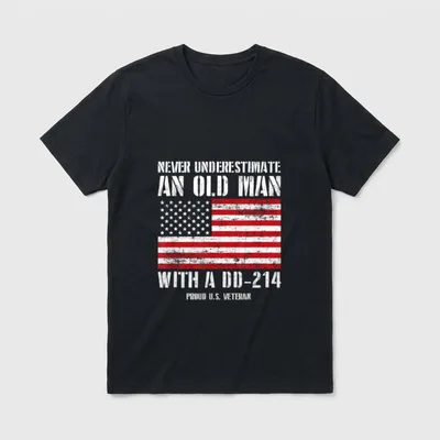 Never Underestimate Old Man DD-214 T-Shirt – Classic T-Shirt in Black