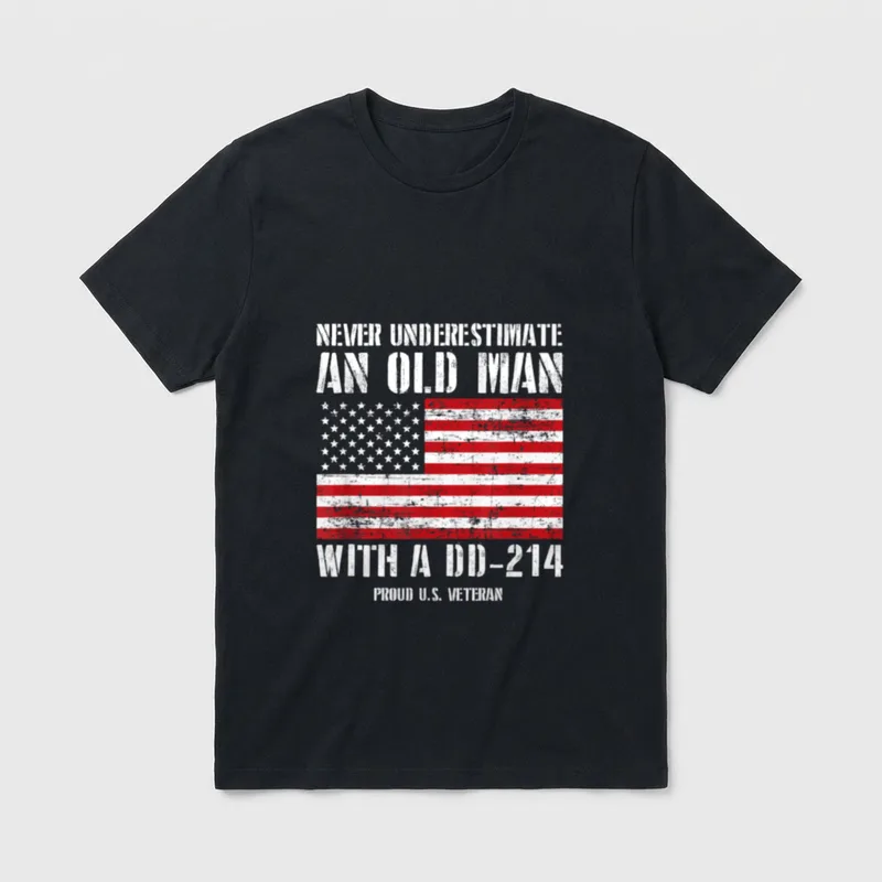 Never Underestimate Old Man DD-214 T-Shirt – Classic T-Shirt in Black