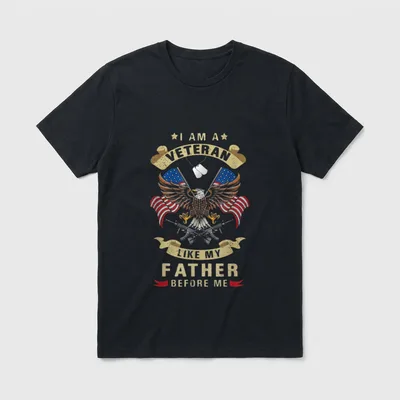 i am a veteran Veteran Dad & Grandpa Shirts T-Shirt – Classic T-Shirt in Black