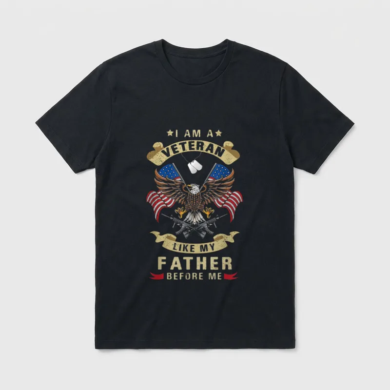 i am a veteran Veteran Dad & Grandpa Shirts T-Shirt – Classic T-Shirt in Black