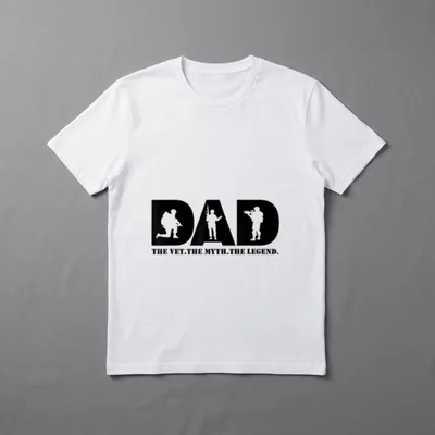 Veteran Father Legend T-Shirt – DAD with soldier silhouettes, The Vet. The Myth. The Legend – Classic T-Shirt in Black