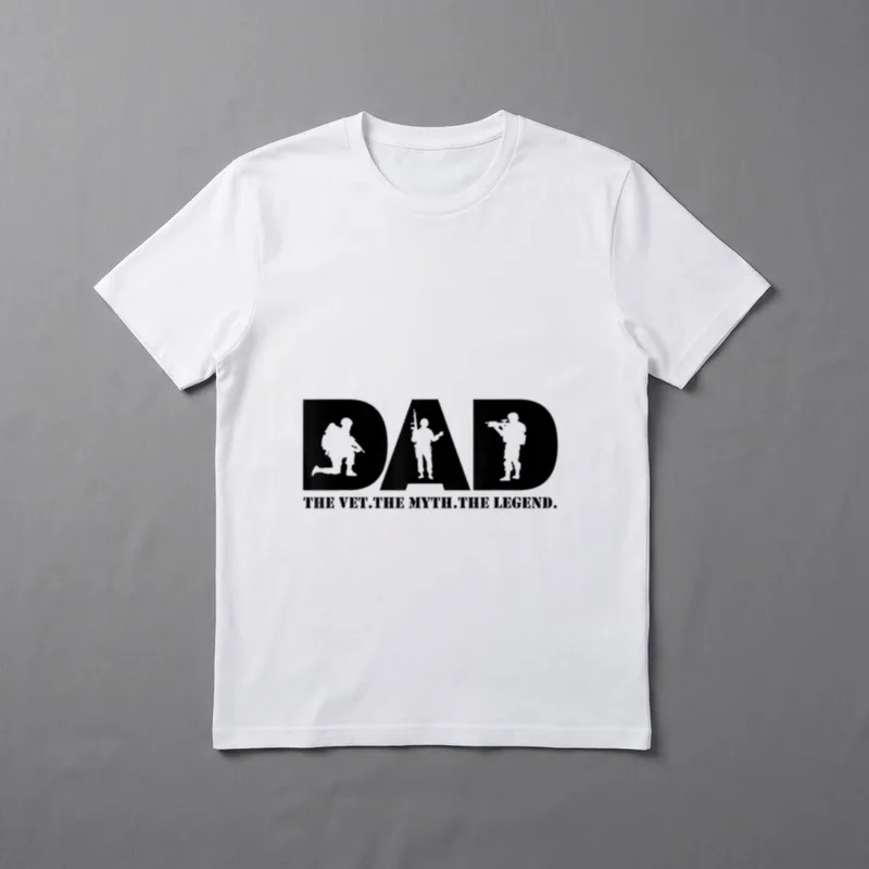 Veteran Father Legend T-Shirt – DAD with soldier silhouettes, The Vet. The Myth. The Legend – Classic T-Shirt in Black