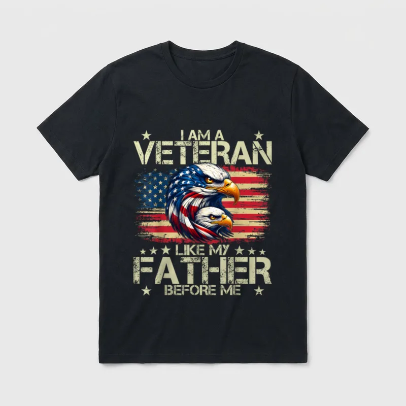 Proud Veteran Father T-Shirt – Classic T-Shirt in Black