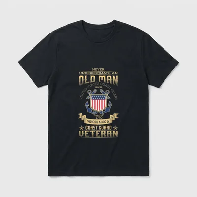 Old Man Coast Guard Veteran T-Shirt – Classic T-Shirt in Black