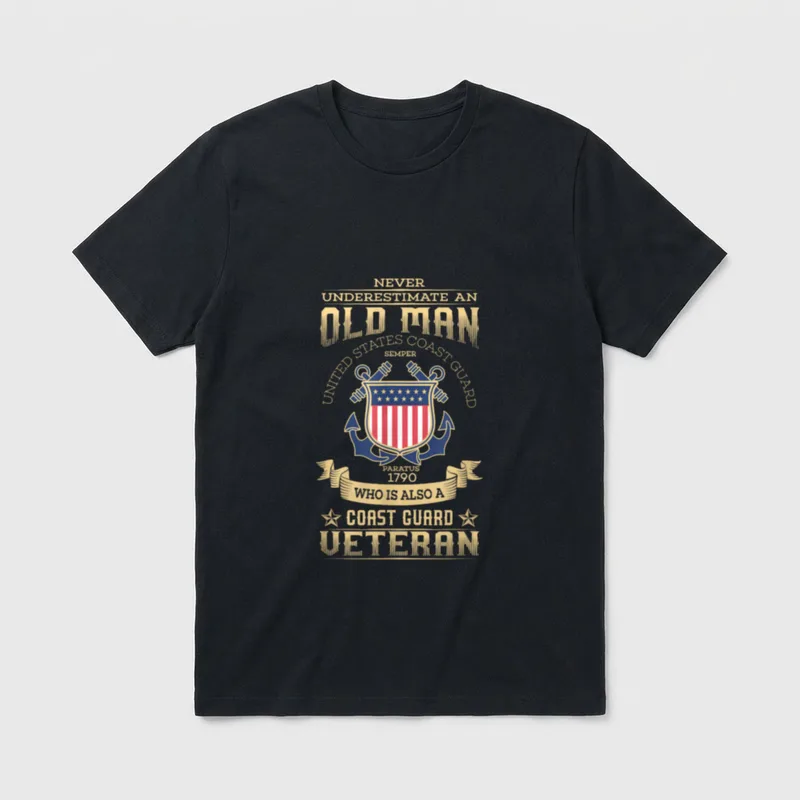 Old Man Coast Guard Veteran T-Shirt – Classic T-Shirt in Black