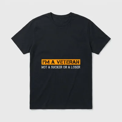 Proud Veteran Papa T-Shirt – I'M A VETERAN NOT A SUCKER OR A LOSER text design – Classic T-Shirt in Black