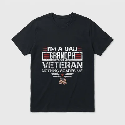 I'm A Dad T-Shirt – I'M A DAD GRANDPA AND A VETERAN NOTHING SCARES ME with military medal ribbons – Classic T-Shirt in Black