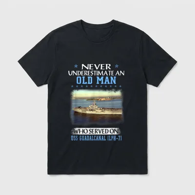 USS Guadalcanal LPH-7 Veterans Day Father T-Shirt – Classic T-Shirt in Black