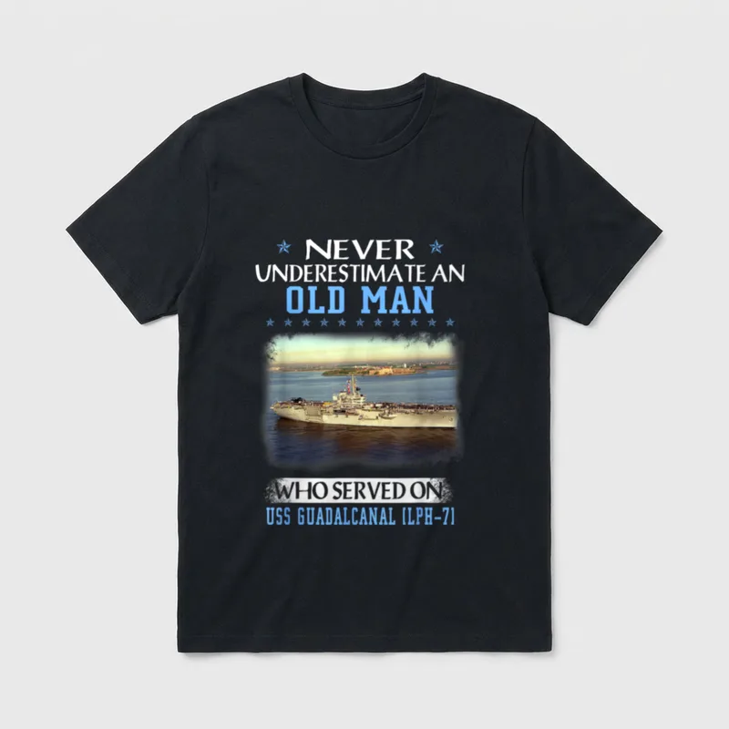 USS Guadalcanal LPH-7 Veterans Day Father T-Shirt – Classic T-Shirt in Black