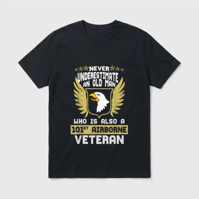 Old Man 101st Airborne Veteran T-Shirt – Classic T-Shirt in Black