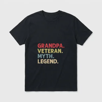Grandpa Veteran Myth Legend T-Shirt – GRANDPA. VETERAN. MYTH. LEGEND. in stacked lettering – Classic T-Shirt in Black