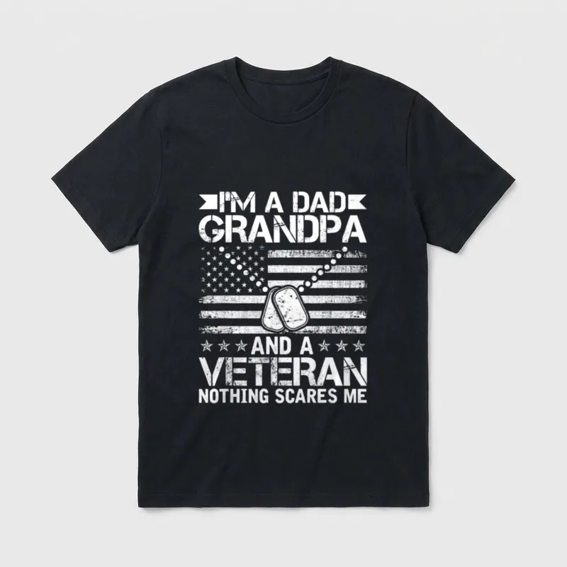 I'm a Dad Grandpa Veteran Dad & Grandpa Shirts T-Shirt – Classic T-Shirt in Black