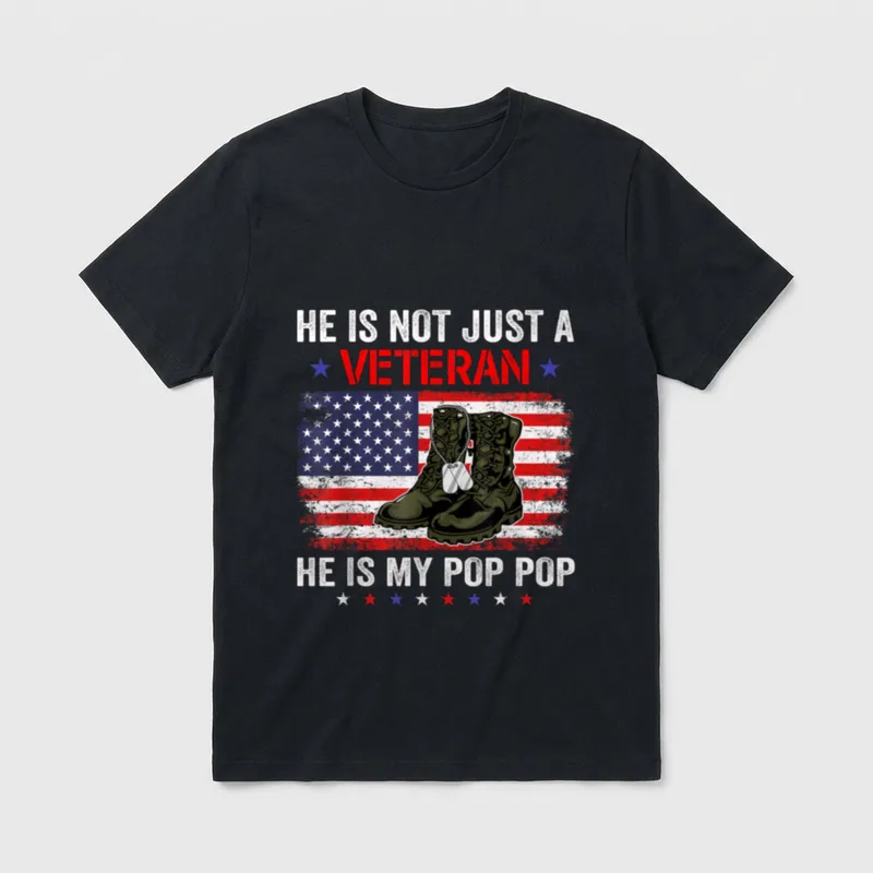 Veteran Grandpa Pop Pop T-Shirt – Classic T-Shirt in Black