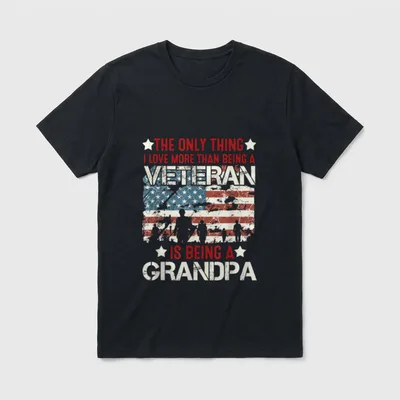 Retired Military Veteran Grandfather Proud Grandpa T-Shirt – Classic T-Shirt in Black