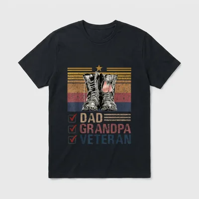 Vintage Veteran Father Grandfather T-Shirt – Classic T-Shirt in Black