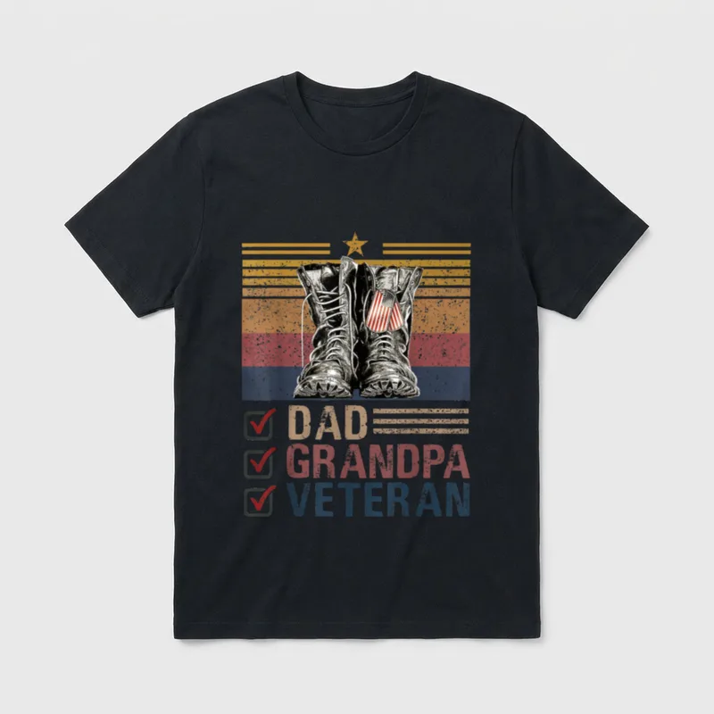 Vintage Veteran Father Grandfather T-Shirt – Classic T-Shirt in Black