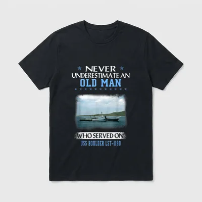 USS Boulder LST-1190 Veterans Day Father T-Shirt – Classic T-Shirt in Black