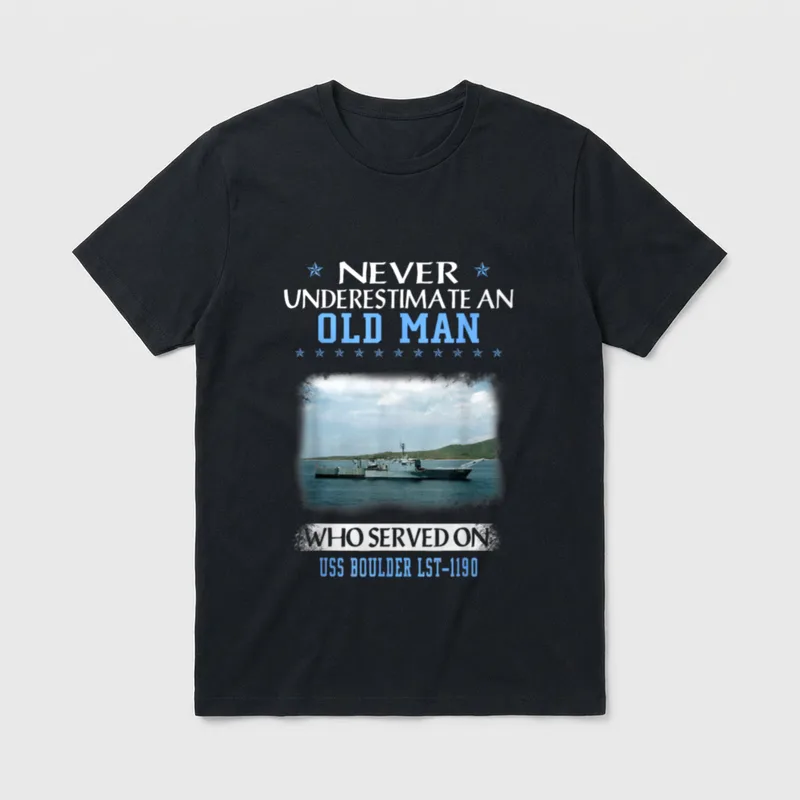 USS Boulder LST-1190 Veterans Day Father T-Shirt – Classic T-Shirt in Black