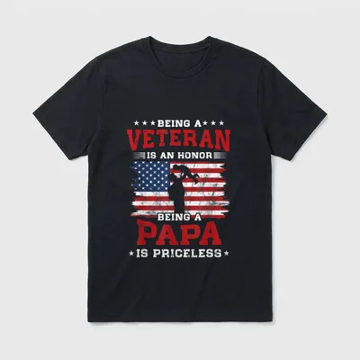 Veteran Papa Grandpa T-Shirt – Classic T-Shirt in Black