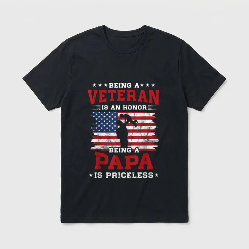 Veteran Papa Grandpa T-Shirt – Classic T-Shirt in Black