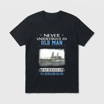 USS Nicholson DD-982 Destroyer Class Veterans T-Shirt – Classic T-Shirt in Black