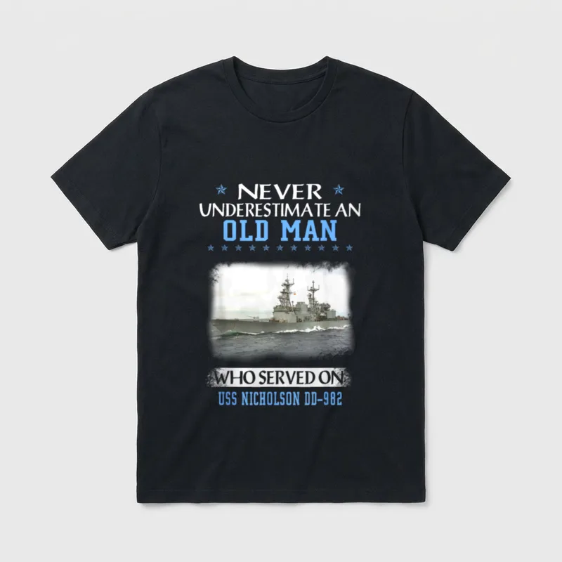 USS Nicholson DD-982 Destroyer Class Veterans T-Shirt – Classic T-Shirt in Black