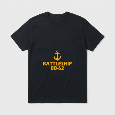 USS New Jersey BB-62 Veterans T-Shirt – Anchor above BATTLESHIP BB-62 in gold lettering – Classic T-Shirt in Black