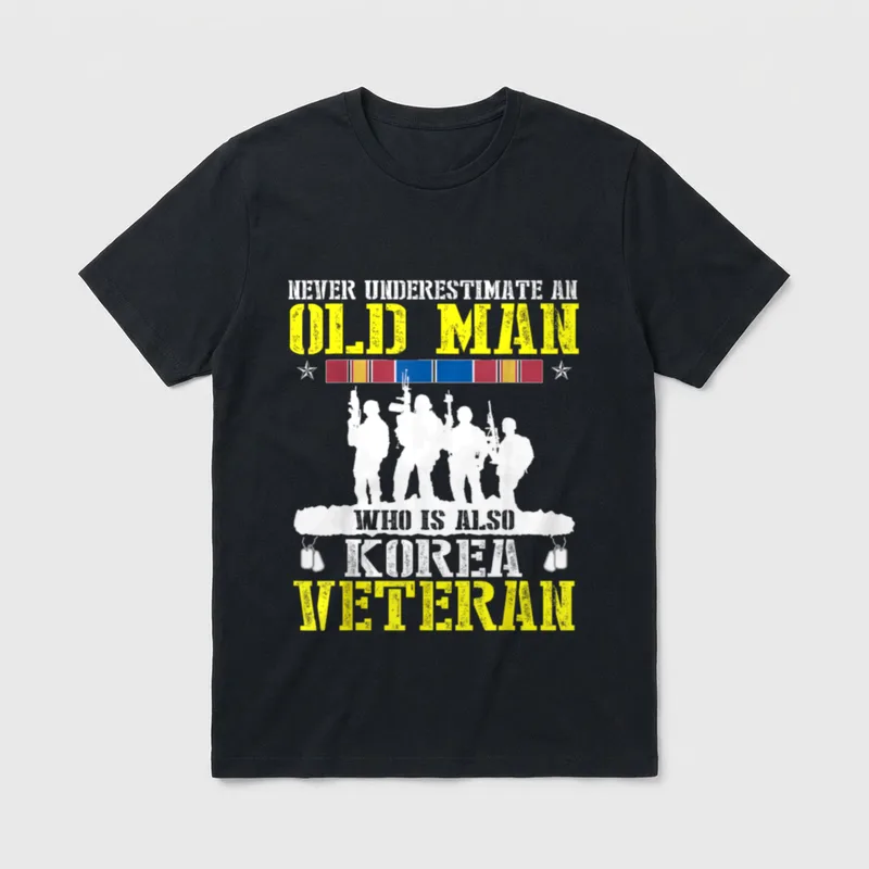 Old Man Korea Veteran T-Shirt – Never underestimate an old man who is also Korea veteran – Classic T-Shirt in Black