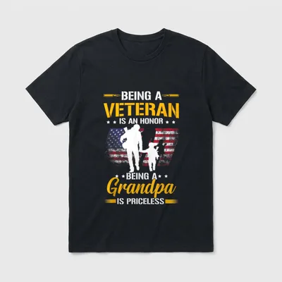 Veteran Grandpa Honor Priceless T-Shirt – Classic T-Shirt in Black