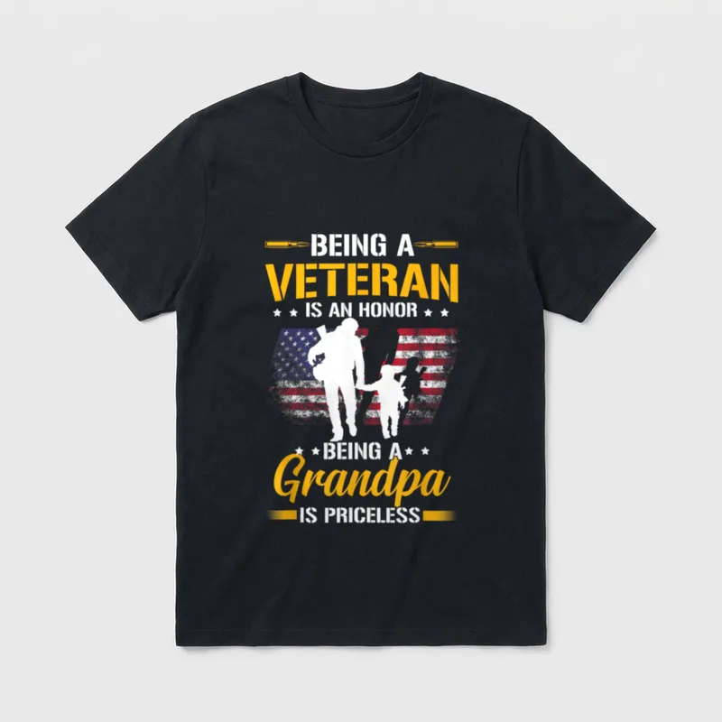 Veteran Grandpa Honor Priceless T-Shirt – Classic T-Shirt in Black