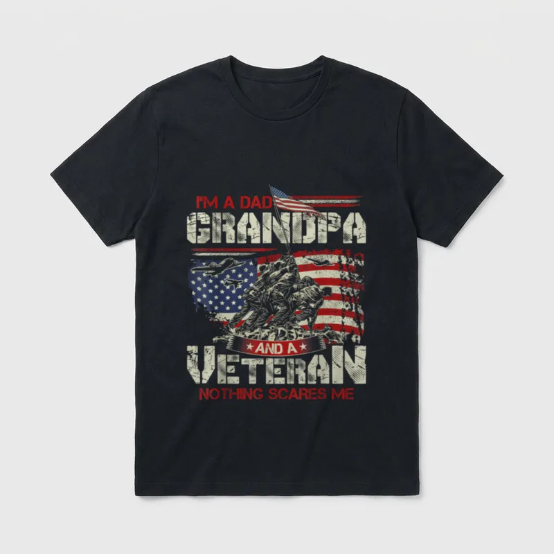 Military Grandpa Nothing Scares Me T-Shirt – Classic T-Shirt in Black