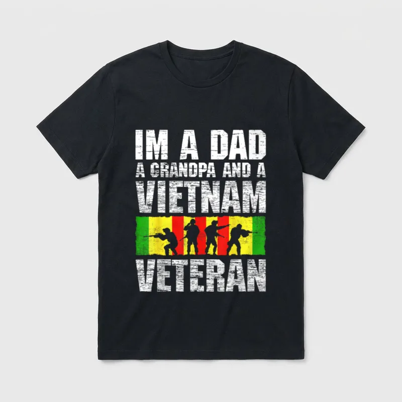 Proud Dad Grandpa Veteran T-Shirt – Classic T-Shirt in Black