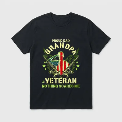 Proud Military Father Grandfather T-Shirt – Classic T-Shirt in Black