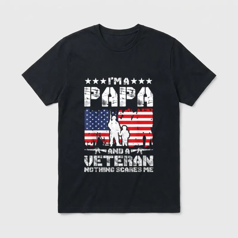 Papa Veteran Nothing Scares Me T-Shirt – Classic T-Shirt in Black