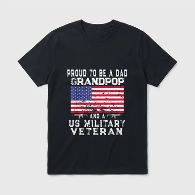 Veteran Dad Grandpop Retro T-Shirt – Classic T-Shirt in Black
