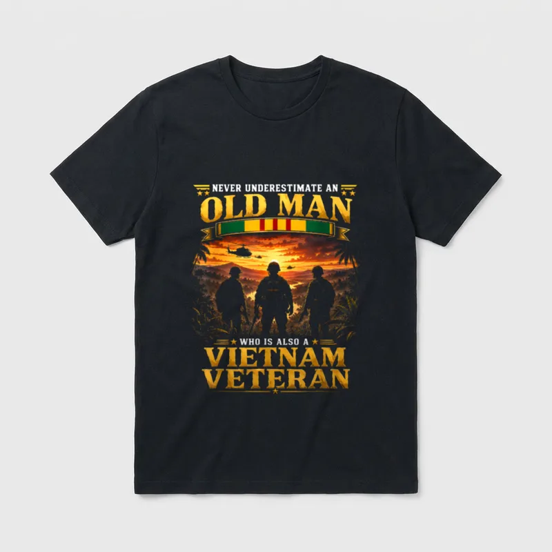 Underestimate an Old Man Vietnam Never T-Shirt – Classic T-Shirt in Black
