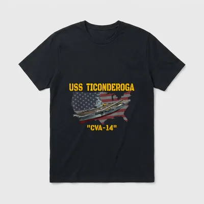 USS Ticonderoga CVA-14 Veteran T-Shirt – Classic T-Shirt in Black