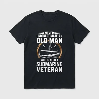 Never Underestimate Submarine Veteran T-Shirt – Classic T-Shirt in Black