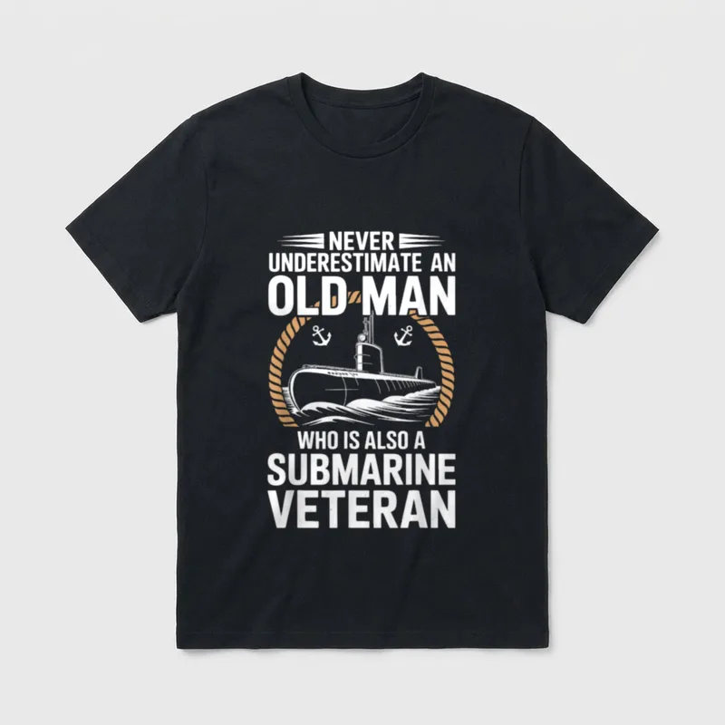 Never Underestimate Submarine Veteran T-Shirt – Classic T-Shirt in Black