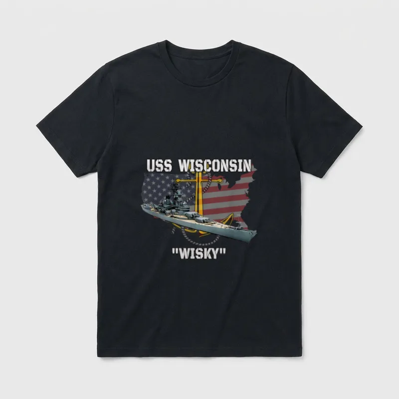 USS Wisconsin Battleship Veterans Day T-Shirt – Classic T-Shirt in Black