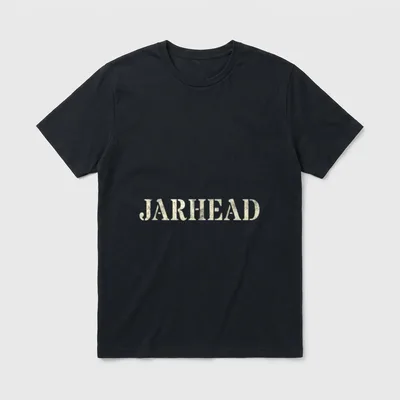 Proud Marine Corps Veteran T-Shirt – The word JARHEAD in large distressed cream lettering – Classic T-Shirt in Black