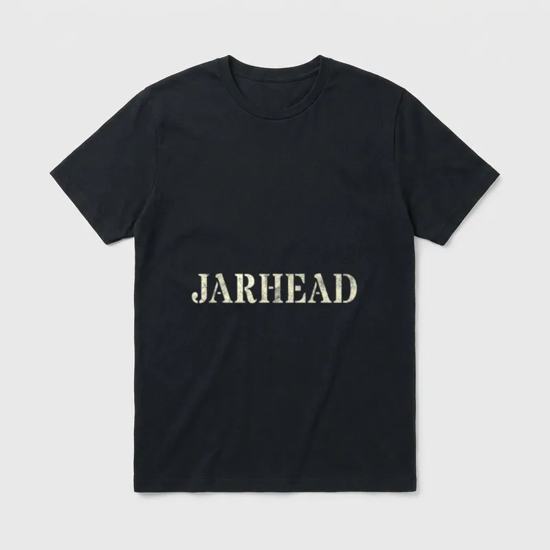Proud Marine Corps Veteran T-Shirt – The word JARHEAD in large distressed cream lettering – Classic T-Shirt in Black