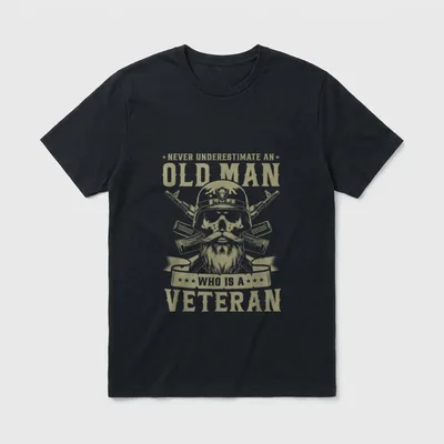 Never Underestimate Veteran Soldier T-Shirt – Classic T-Shirt in Black