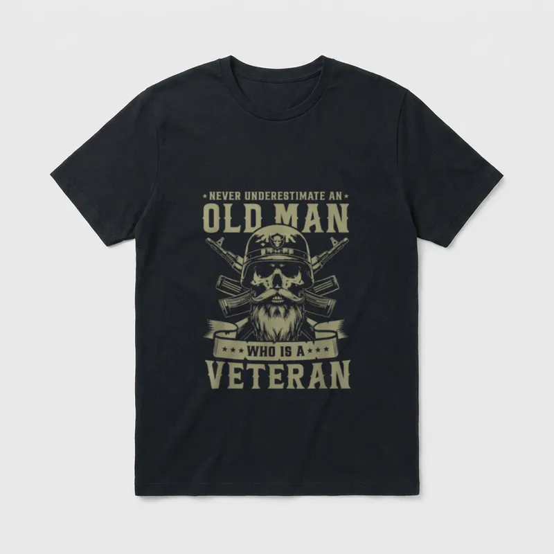 Never Underestimate Veteran Soldier T-Shirt – Classic T-Shirt in Black