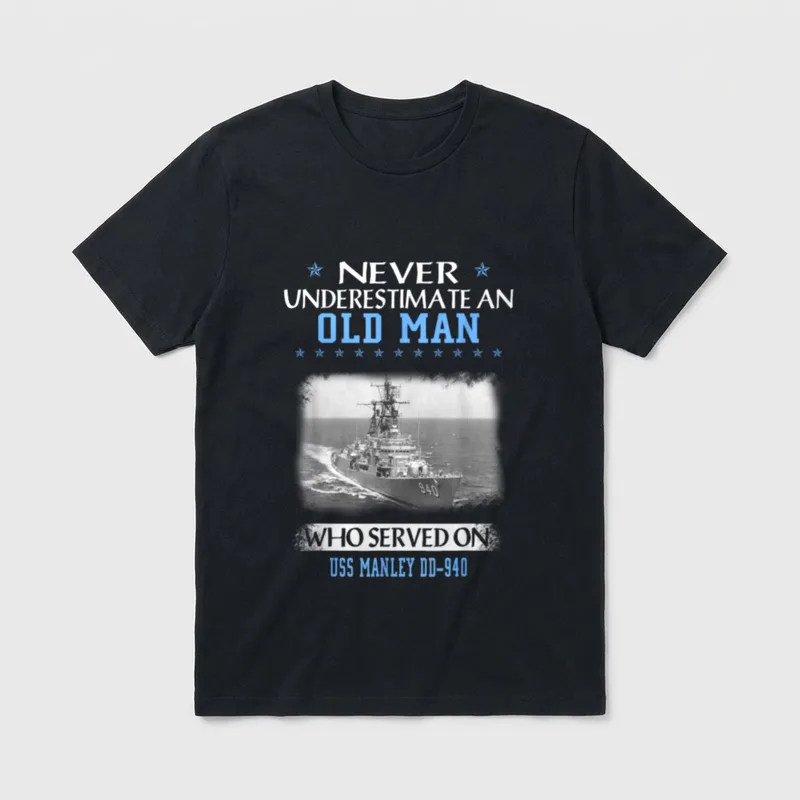 USS Manley DD-940 Destroyer Class Veterans T-Shirt – Classic T-Shirt in Black