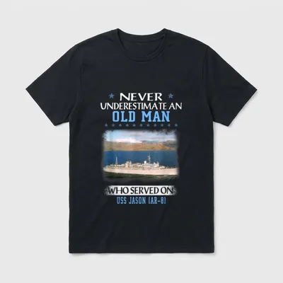 USS Jason AR-8 Veterans Day Father T-Shirt – Old man served on USS Jason AR-8 shirt design – Classic T-Shirt in Black