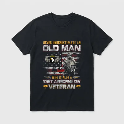 Old Man 101st Airborne Veteran Never T-Shirt – Classic T-Shirt in Black