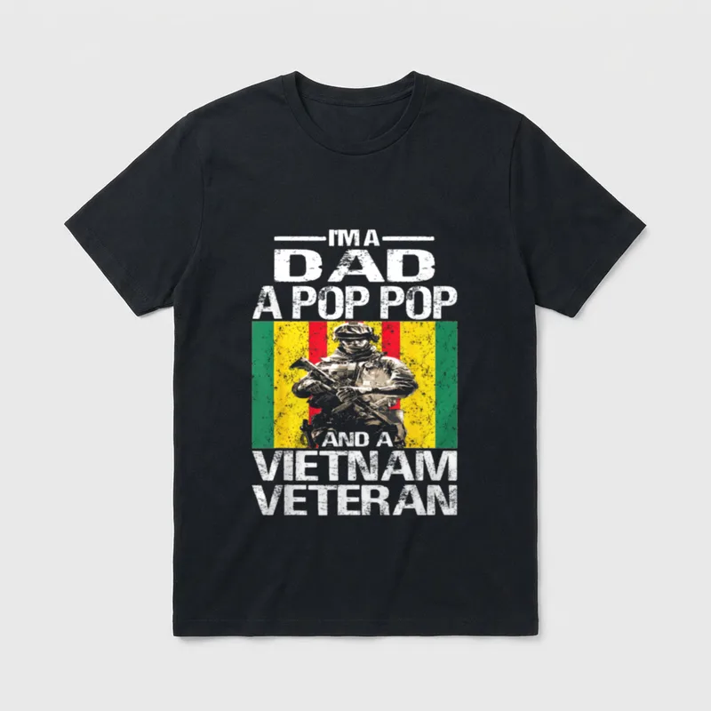 Dad Pop Pop Vietnam Veteran Vintage T-Shirt – Classic T-Shirt in Black