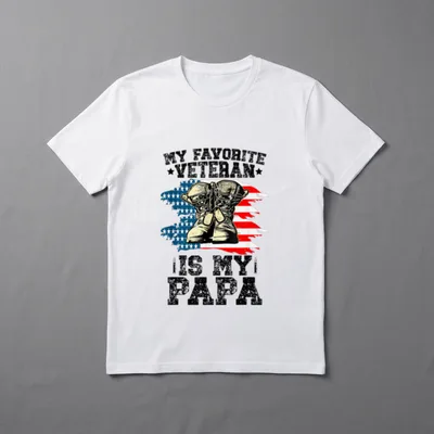 My Favorite Veteran Is Papa Kids T-Shirt – Classic T-Shirt in Black